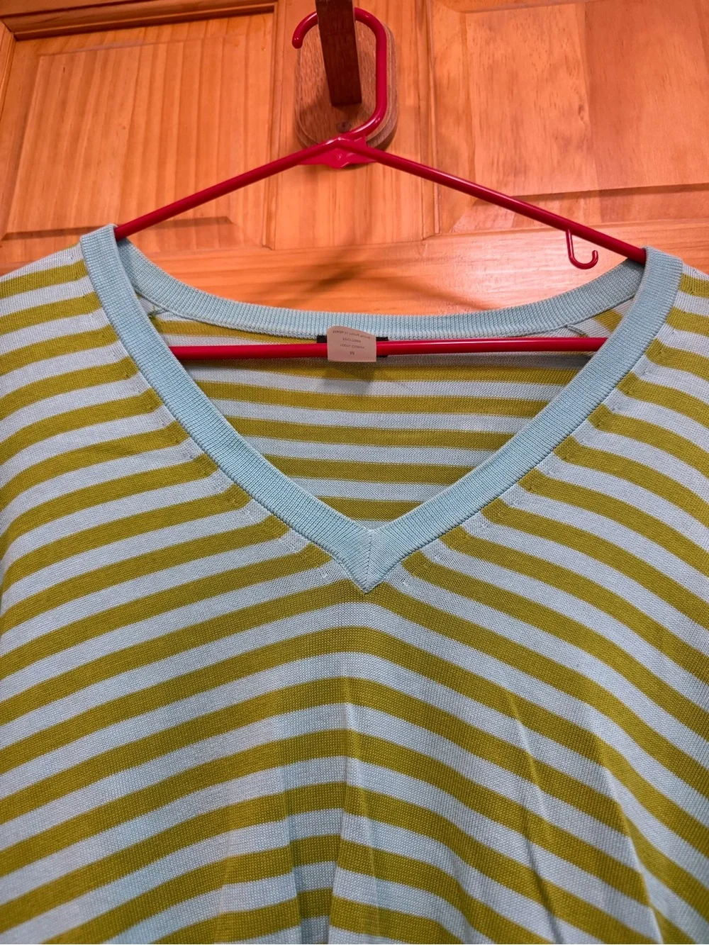 VTG. J. Crew Green and Light Blue Striped Cotton Top size M